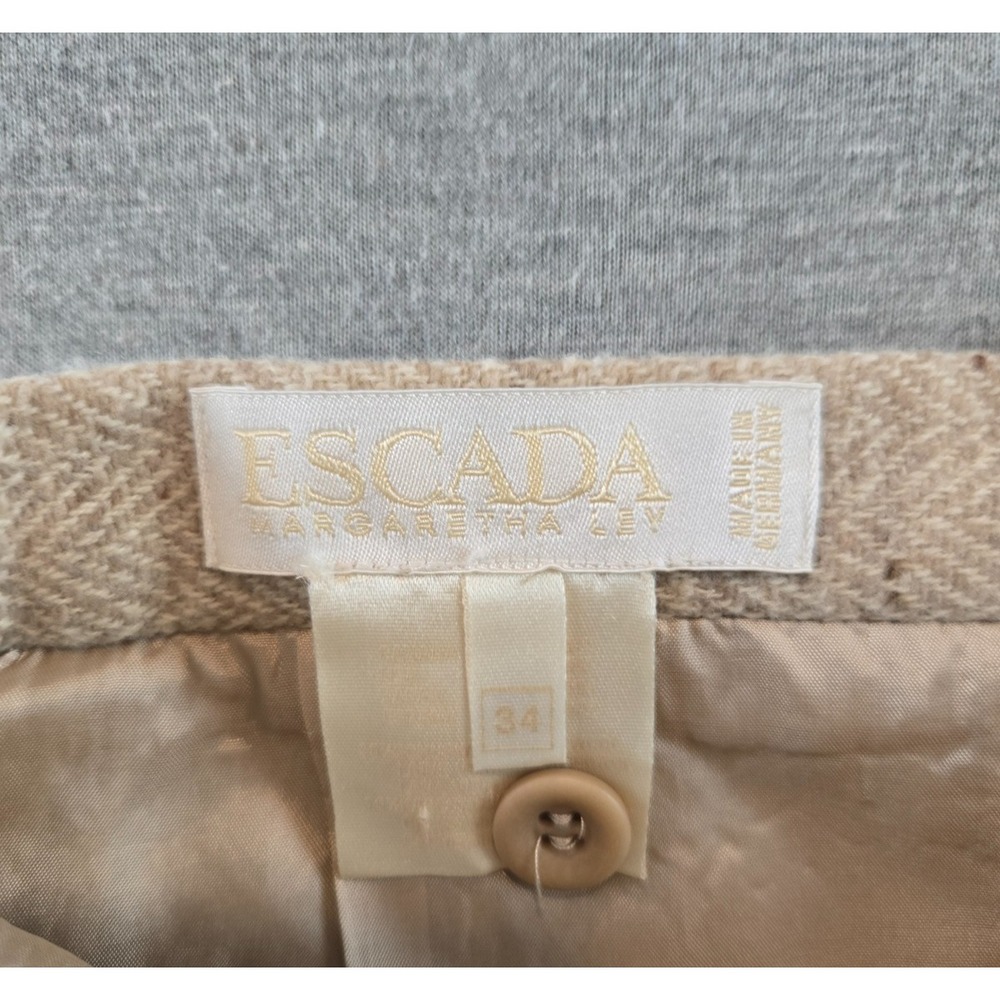 Vtg Escada by Margaretha Ley‎ Mini Skirt Womens 34/4 Beige Pencil Wool Cashmere - Picture 3 of 12